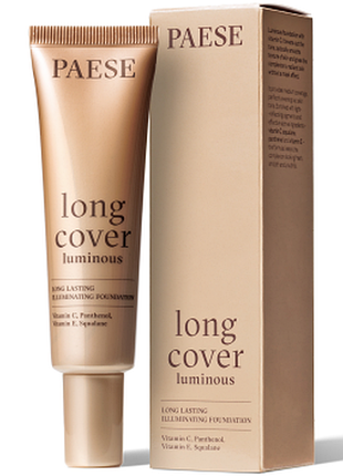 Тональний крем світловідбивний paese long cover luminous 00 nude, 30мл, 30 мл