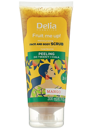 Скраб 2 в 1 для обличчя та тіла delia fruit me up! зволожуючий з ароматом манго, 200мл, 200 мл