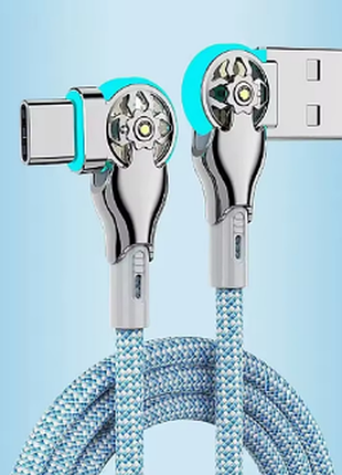 Кабель угловой поворотный быстрая зарядка usb — type-c, 1м