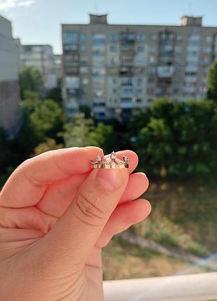 Кільце для жінок срібне із золотою вставкою та фіанітами