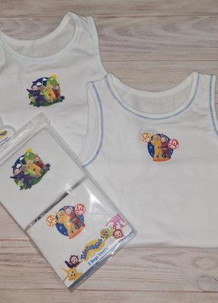 Натуральные хлопковые майки телепузики 2 шт мальчишки 1,5-2, 2-3, 3-4 лет