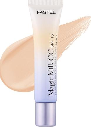 Pastel cc-крем magic milk из spf 15 коррекция цвета с умными пигментами тон 50 light medium, 30 мл