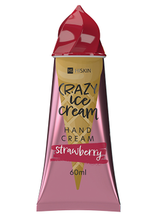 Крем для рук увлажняющий hiskin crazy ice cream с ароматом клубника, 60мл, 60 мл