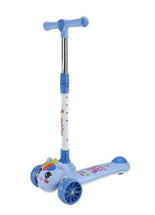 Детский самокат 3-х колесный sc2619(blue) колеса pu, с музыкой и светом