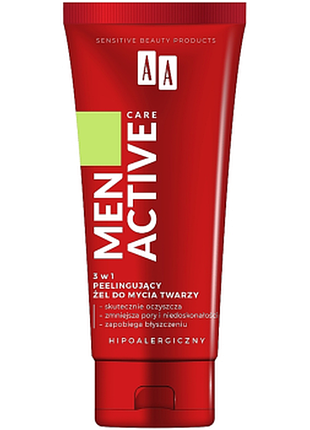 Пілінг-гель для очищеня обличчя 3 в 1 aa men active care, 150мл, 150 мл