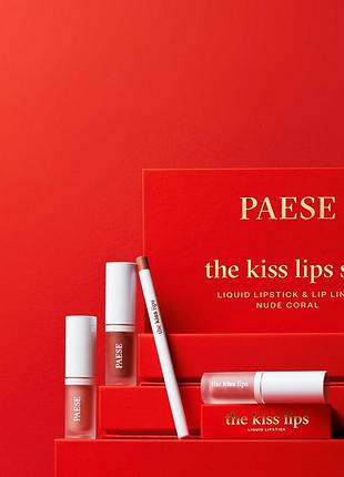 Помада жидкая матовая для губ с витамином е paese the kiss lips тон 01 nude beige, 3,4 мл 06 classic red