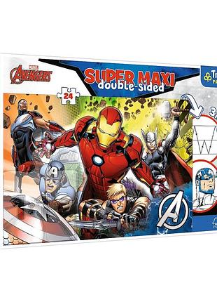 Детские пазлы super махі marvel "вместе сильнее" trefl 41007 24 элемента, с раскраской
