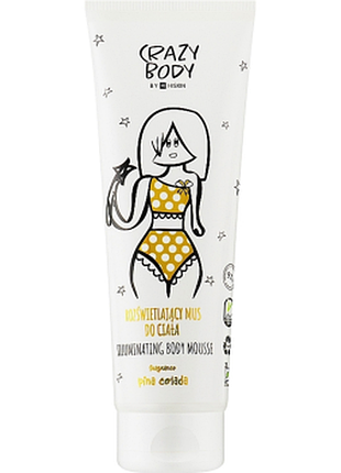 Мус для тіла сяючий з частинками золота hiskin crazy body з ароматом піна колада, 250мл, 250 мл