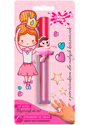 Блиск для губ з каблучкою «little ballerina» chlapu chlap strawberry ice cream, 3г, 3 г