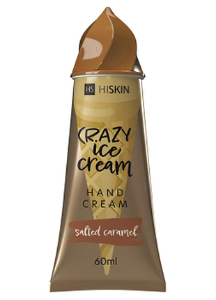 Крем для рук увлажняющий hiskin crazy ice cream с ароматом соленая карамель, 60мл, 60 мл