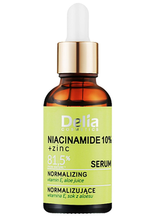 Сыворотка нормализующая с ниацинамидом и цинком delia niacynamid + zinc serum для комбинированной кожи с недостатками, 30мл, 30 мл