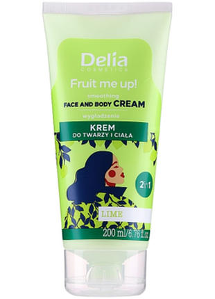 Крем 2 в 1 для обличчя та тіла delia fruit me up! розгладжуючий з ароматом лайму, 200мл, 200 мл