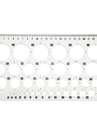 Линейка-трафарет "окружности" as-0246, к-9060м d=1-36 мм, 25 см, белый