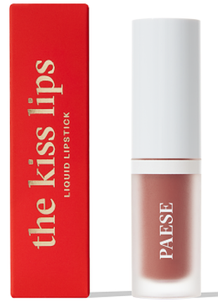 Помада рідка матова для губ з вітаміном е paese the kiss lips тон 01 nude beige, 3,4 мл