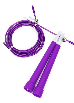Скакалка швидкісна ms 3765(violet) 290 см, ручка пластик, мотузка гума+метал