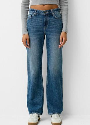 Женские джинсы high waist straight bershka размер 40 синий