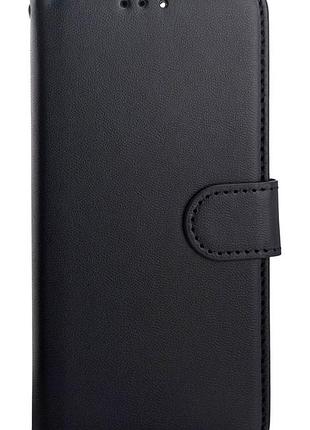 Чехол книжка leather flip для huawei p smart 2018 (fig-lx1) на магните с подставкой черный