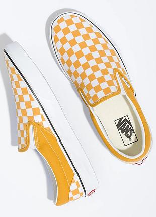 Оригинальные желтые слипоны клетка vans classic slip on yellow