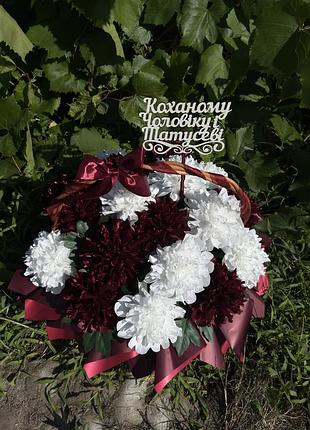Штучні квіти композиція з атласної стрічки