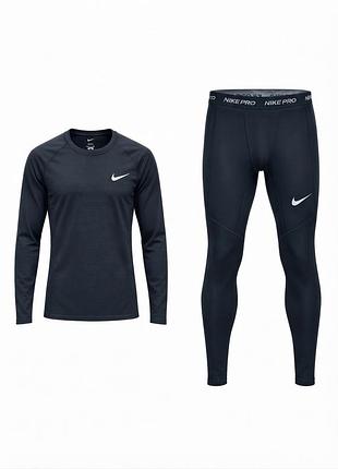 Термобелье мужское nike stride dri-fit nike pro (комплект) 2609 black m