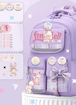 Рюкзак шкільний лисичка linabell лінабелл з аксесуарами фіолетовий