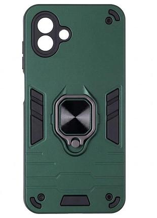 Чехол fiji defence для samsung galaxy a07 (a075) защитный бампер с кольцом подставкой green