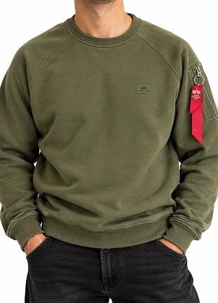Чоловічий світшот alpha industries crewneck хакі xl