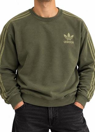 Чоловічий світшот adidas originals trefoil хакі оверсайз xl