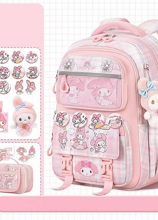 Шкільний рюкзак my melody май мелоді kuromi куромі з аксесуарами рожевий