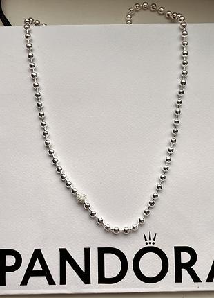 Колье пандора бисер и паве pandora