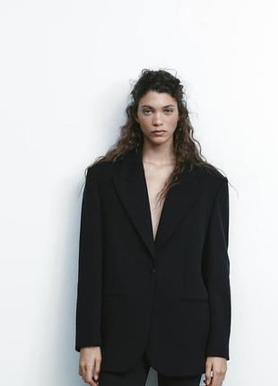 Новий чорний 100% натруальний бавовняний піджак zara oversize s 4174/172/800