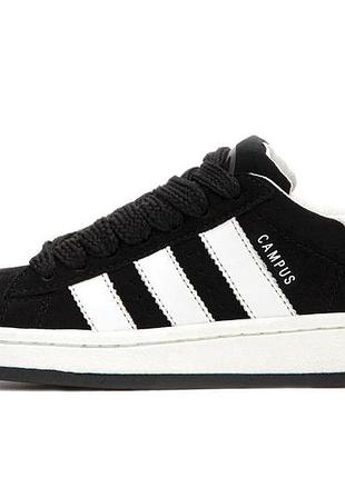 Жіночі чорні кросівки adidas campus black white адідас кампус 36