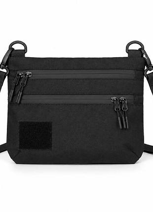 Тактична сумка чорна з cordura 1000d, сумка через плече з velcro-панеллю