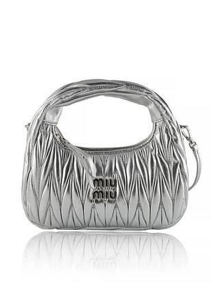 Жіноча сумка багет miu miu 2178 сіра срібна