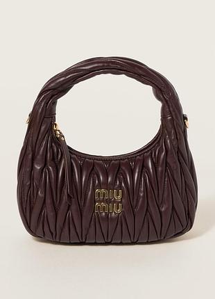 Жіноча сумка багет miu miu 2178 темно-коричнева