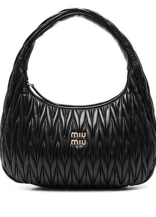 Женская сумка багет miu miu 3525 большая черная