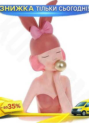 Ku декоративная статуэтка девушка-зайка universal fit полистоун 16х10,5х32 см розовая фигурка для инте uni2l_k