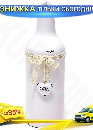 Ku керамічна ваза shabby universal fit chic біла з декором для дому та офісу у формі пляшки висота 26 uni2l_k