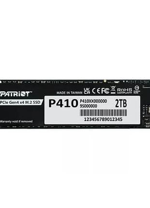 Ssd-накопитель patriot p410 m.2 2280 2 тб pcie gen4x4 nvme 3d nand tlc black (p410p2tbm28h)