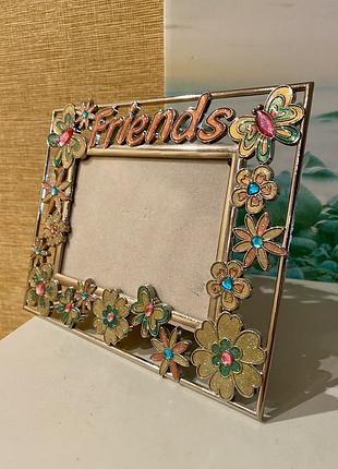 🇬🇧 англія казкова вінтажна металева фоторамка friends друзі з квітами 🌸 та метеликами 🦋