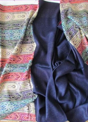 Шаль - палантин из кашемирира и шелка, двухсторонний, двухцветный. тунис, 190х70