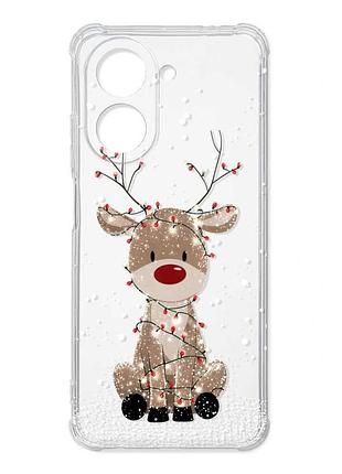 Чехол с утолщёнными углами на xiaomi redmi a7 олень новый год (принт 429)