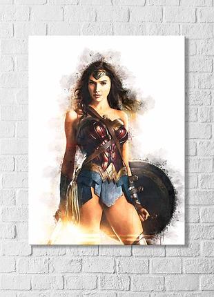 Чудо женщина картина на холсте wonder woman настенный декор супер герой диво жінка постер на стіну холст м:60х40