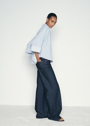 Женская рубашка в полоску из смеси льна от zara