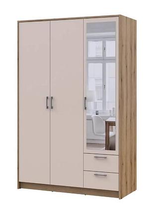 Шафа для одягу doros ронді з дзеркалом дуб артизан/кашемір 3дсп 121х52х195 drs- )