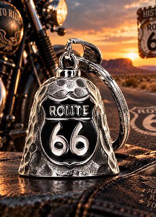 Мотоциклетний дзвіночок удачі шосе route 66 щасливий байкерський дзвоник брелок для байкерів