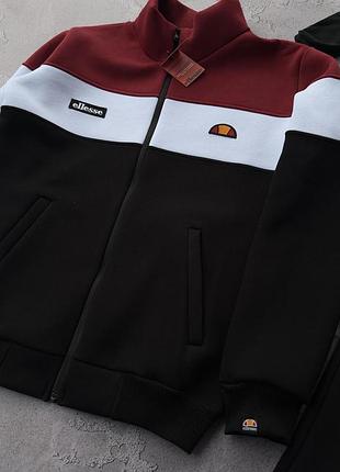 Спортивний костюм унісекс ellesse бордовий, чорний зимовий s, m, l, xl, xxl