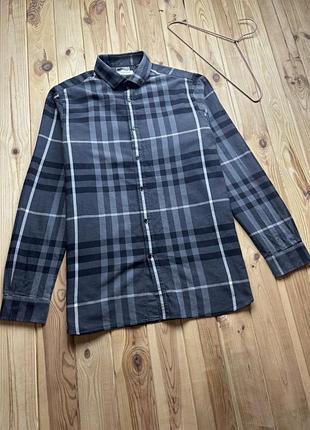 Чоловіча сорочка burberry london у клітинку nova check, сіра