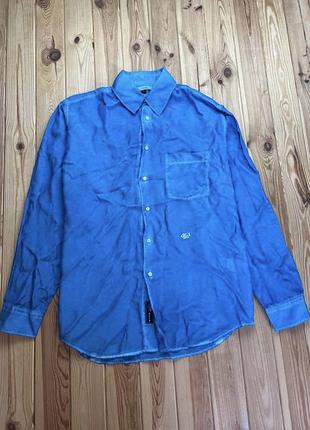 Шовкова сорочка eytis otis cupro long sleeve shirt blue made in italy