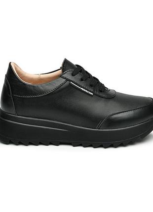 Женские кроссовки itstyle кожаные черные 36 (506455)
